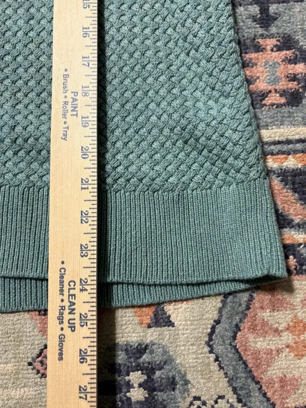 L.L. Bean Women's Preppy Academia Basket-Weave Cardigan Sweater Teal Sz M